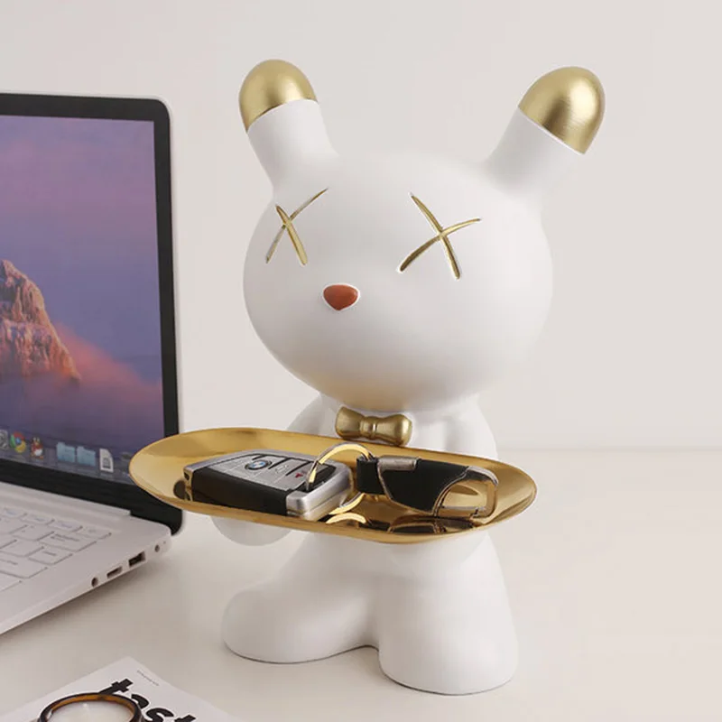 

Декор в скандинавском стиле для дома и рабочего стола, статуэтка кролика из смолы, поделки для крыльца, коробка для хранения ключей, креатив...