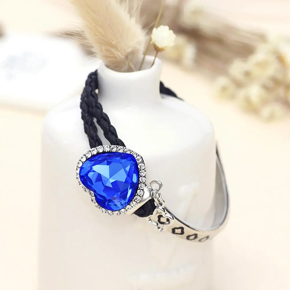 Женский браслет с кристаллами Neoglory кожаный сердцем из веревки модные ювелирные