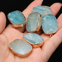 natural stone cube pendants gold plated amazonites for jewelry making diy women necklace earrings 20x30mm