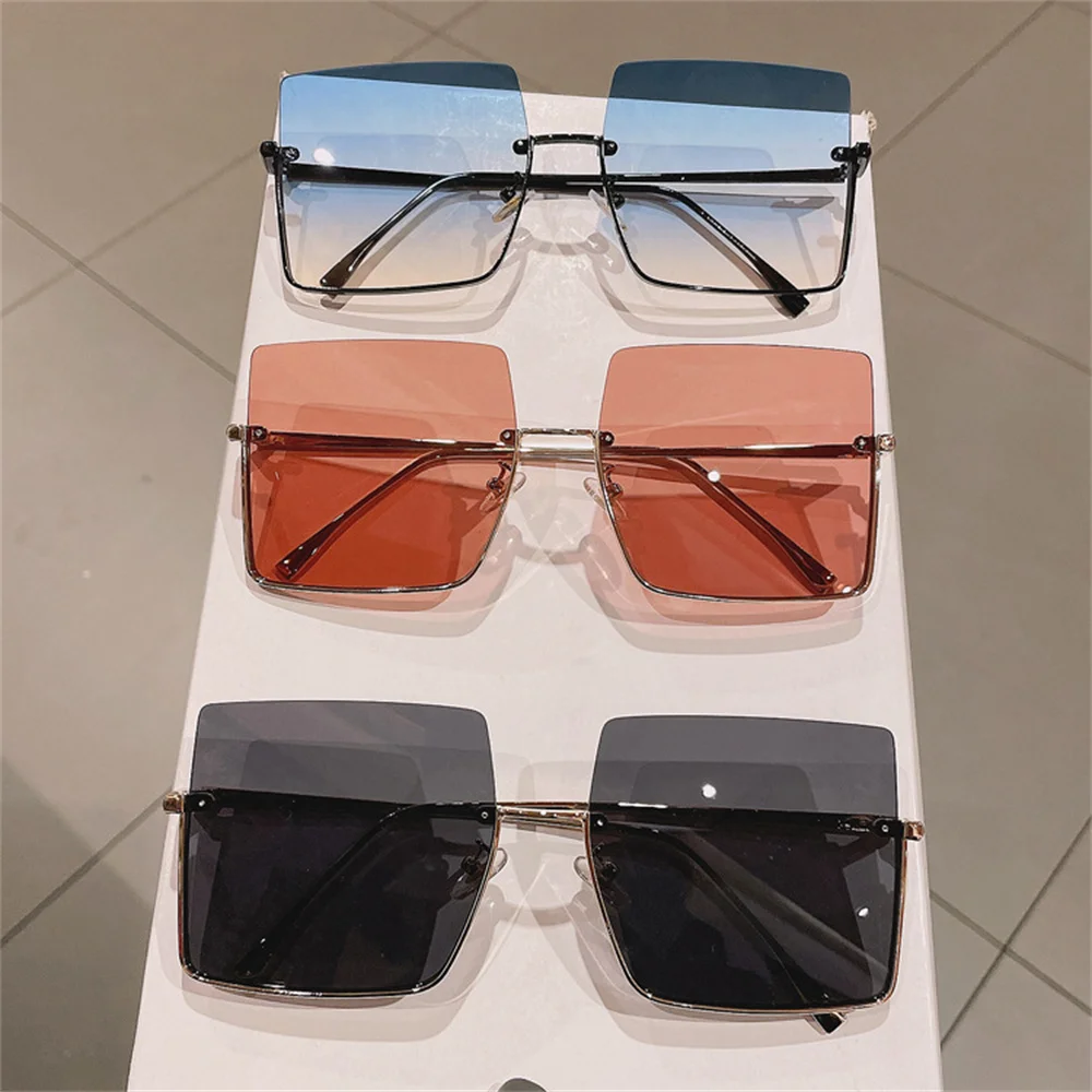 

UV400 New Fashion Women Half Frame Sunglasses Men Metal Trimmed Vintage Driving Shades Goggle Eyewear Blue Pink Black Outdoor