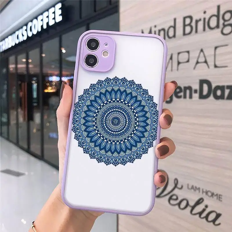 

Mandala Lace Flower Phone Case matte transparent For iphone 7 8 11 12 plus mini x xs xr pro max cover