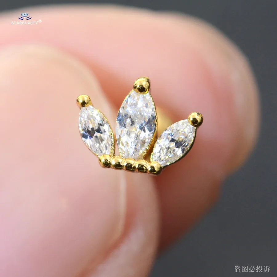 M5311 Gold 1 шт. 1,2x6 мм милый цветок Звезда Крест Корона трагус пирсинг Спираль пирсинг Стад Daith серьги-Спирали Кольцо для носа и уха пирсинг ювелирные изделия - Окраска металла: M5311 Gold