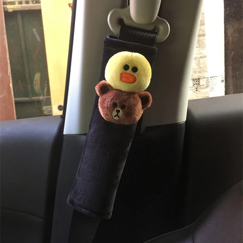 

Cute Cartoon Bear Plush Car Sefety Seat Belt Cover Shoulder Pad Hand Brake Gear Shifter Cover Car Styling Interior Accessories