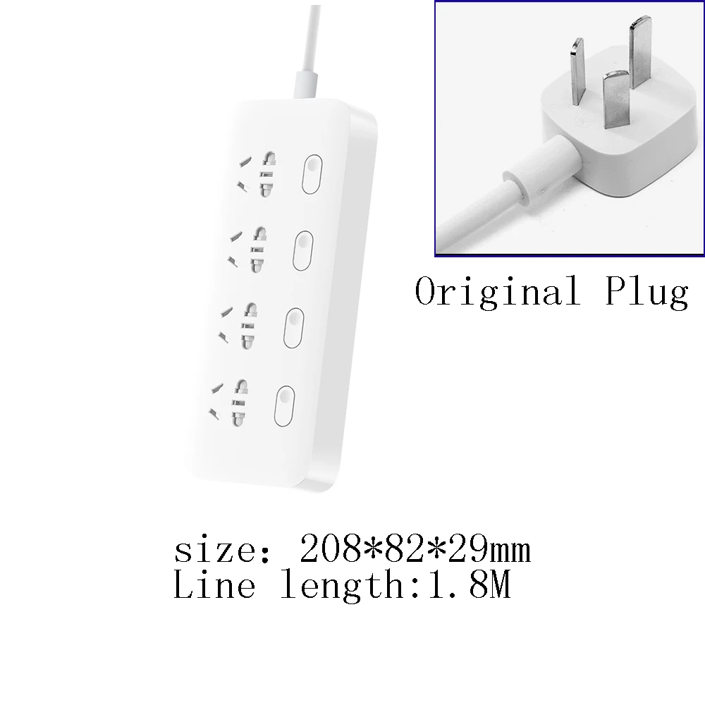 Xiaomi Mijia no usb power Strip 3 6 8 портов разъем питания вкл/выкл 2500 Вт 10A 250 В защита от перегрузки для офиса дома mihome - Цвет: 4 hole 4 button