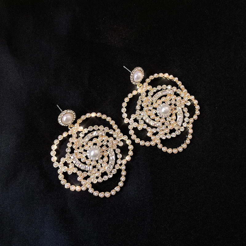 Модные дизайнерские серьги с кристаллами и жемчугом ювелирные изделия для
