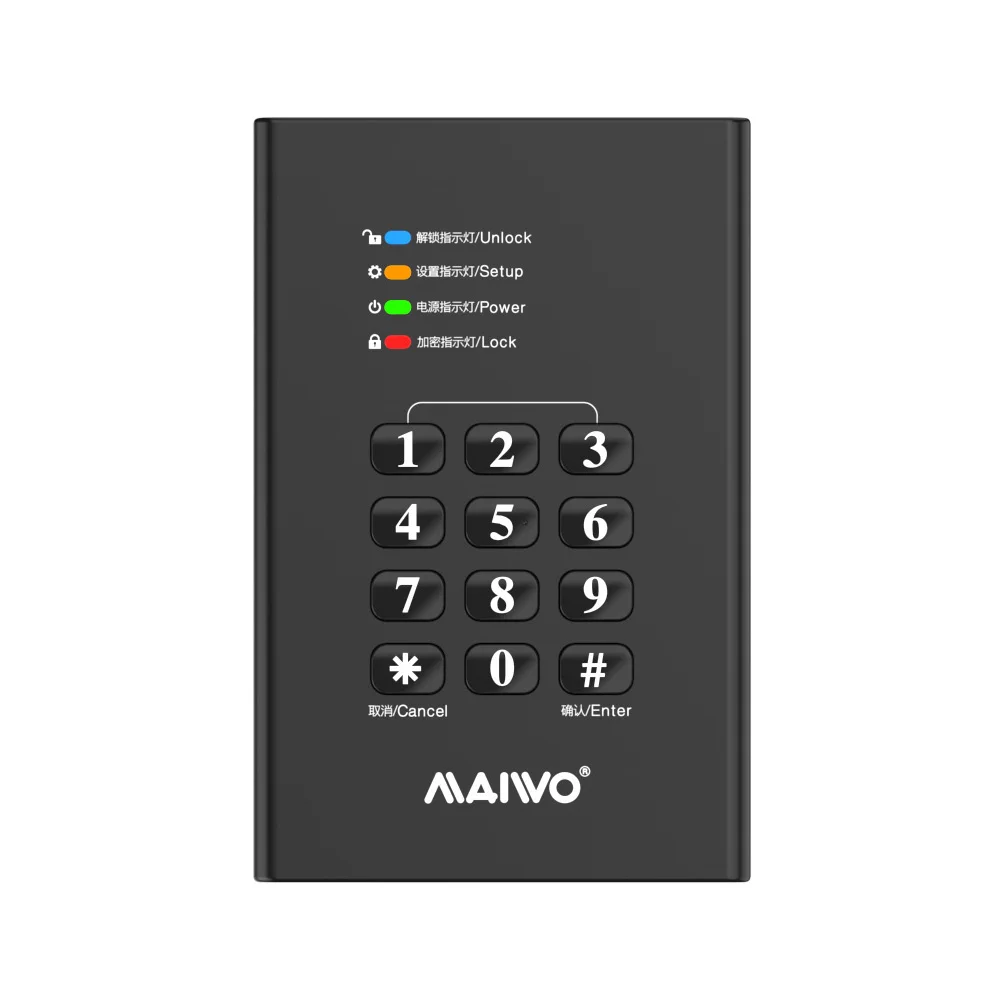 MAIWO металлический зашифрованный внешний портативный корпус жесткого диска USB 3 0 к
