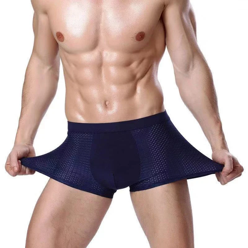 4 Pcs Panties Briefs Men Boxer Shorts Bamboo Fiber Mesh Underwear Male Breathable Cool Underpants Plus Size 2XL-5XL