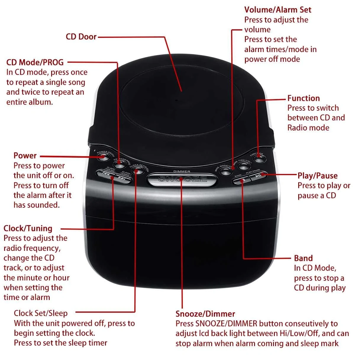 CD плеер Портативный домашний аудио магнитофон с пультом дистанционного