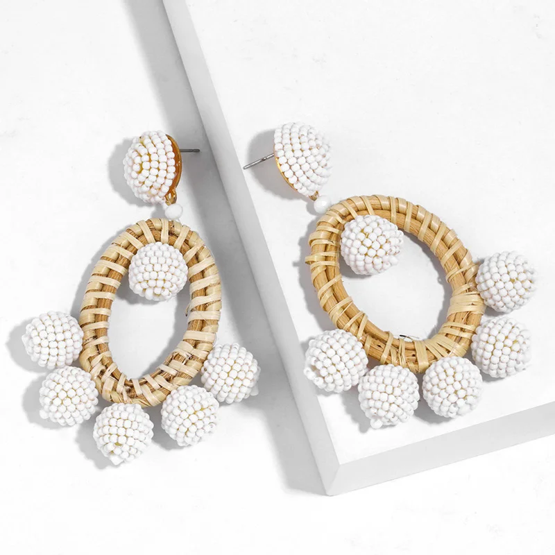 Женские Висячие серьги с бусинами ручной работы вечерние серьги-подвески