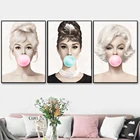 Мэрилин Монро жевательная резинка Печать на холсте Настенная картина Одри Хепберн живопись плакат для гостиной спальни Декор