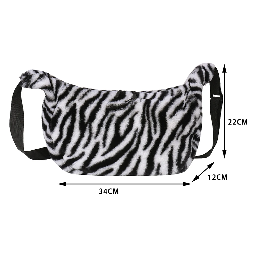 

Vintage Animal Pattern Shoulder Crossbody Bag Autumn Plush Large Capacity Satchel Portable Daily Student School Dumpling Handbag