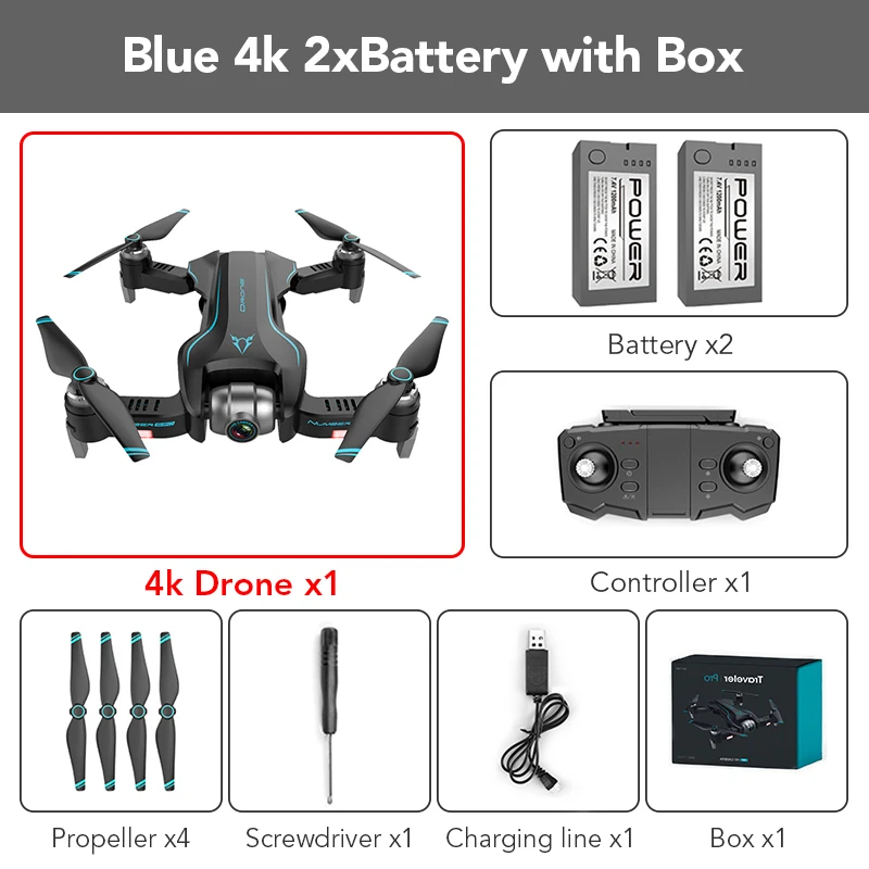 Blue 4k 2B with Box FUNSKY S20 wifi FPV с 4 K/1080 P HD камерой 18 минут время полета Интеллектуальный складной Радиоуправляемый Дрон Квадрокоптер - Цвет: Blue 4k 2B with Box