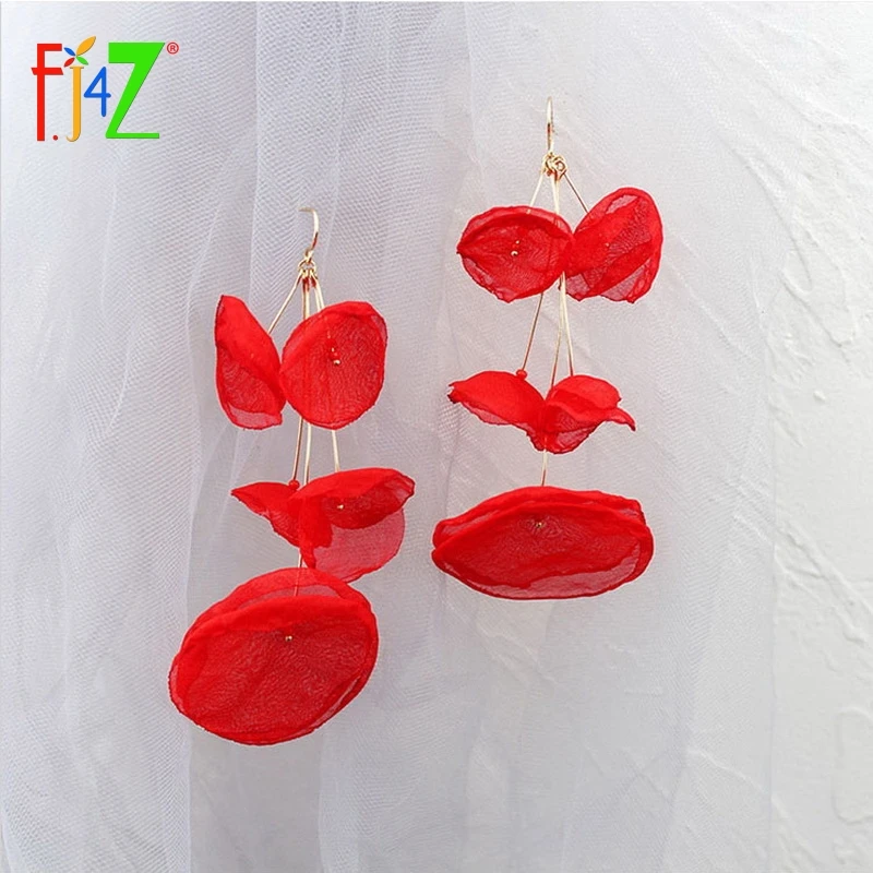 

F.J4Z Brand Desinger Earrings Beautiful Yarn Flower Pendant Cocktail Earrings Classic Women Drop Earring Gifts Dropship