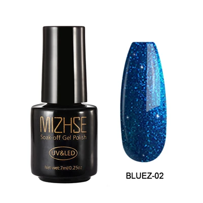 SetD09 BLUEZ002 MIZHSE 7 мл Сияющий УФ-Гель-лак Алмазный Блеск Блестки Платиновый Гель-лак для ногтей Полупостоянный дизайн ногтей УФ и светодиодный Гель-лак - Цвет: SetD09 BLUEZ002