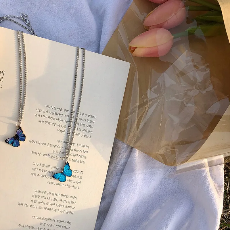 Женское винтажное ожерелье с подвеской-бабочкой чокер из титановой стали