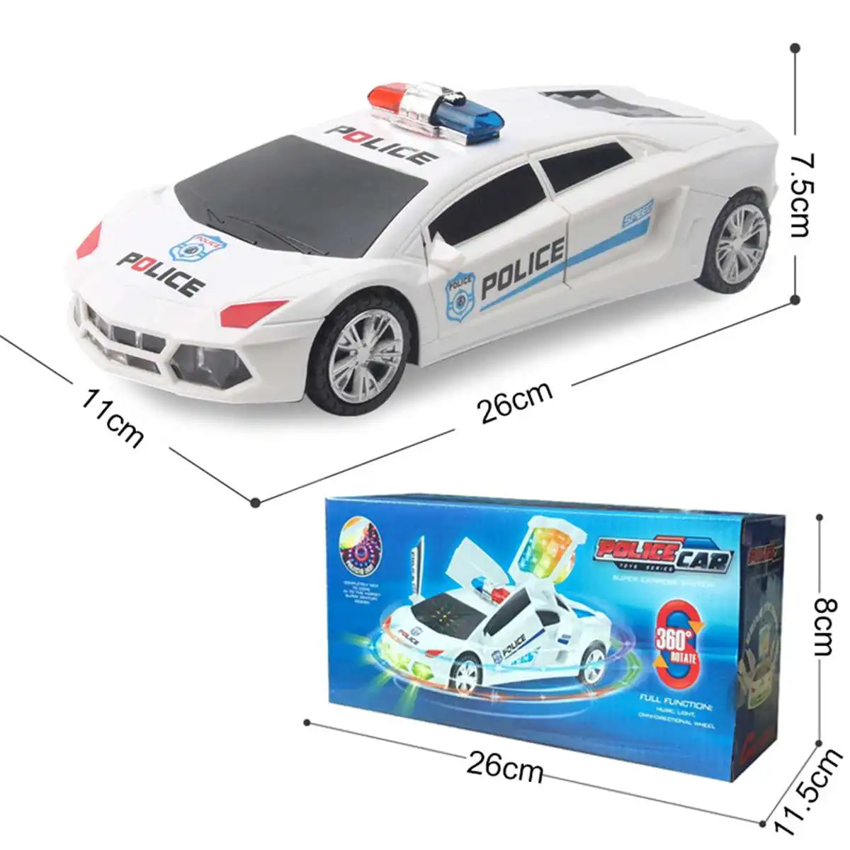 

Electric Dancing Deformation Rotating Universal Police Car With LED Flash Light Toy Car for Children Christmas Birthday Gift