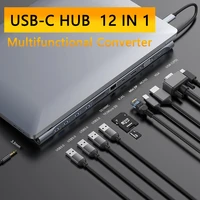 12 in 1 type c hub usb c to hdmi vga mini dp rj45 usb 3 0 ports sdtf card reader usb c dock station for macbook pro with pd