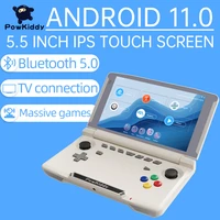 powkiddy new x18s android 11 t618 chip 5 5 inch touch ips screen flip handheld game cosole mobile game players ram 4gb rom 64gb