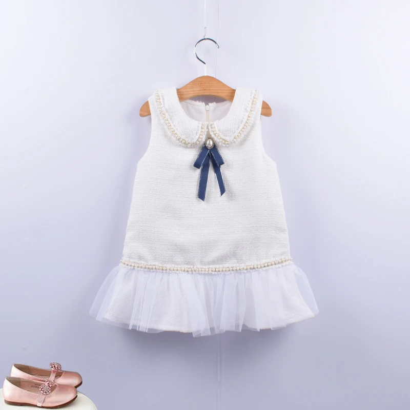 Модное классическое весеннее платье для девочек клетчатое принцессы без рукавов