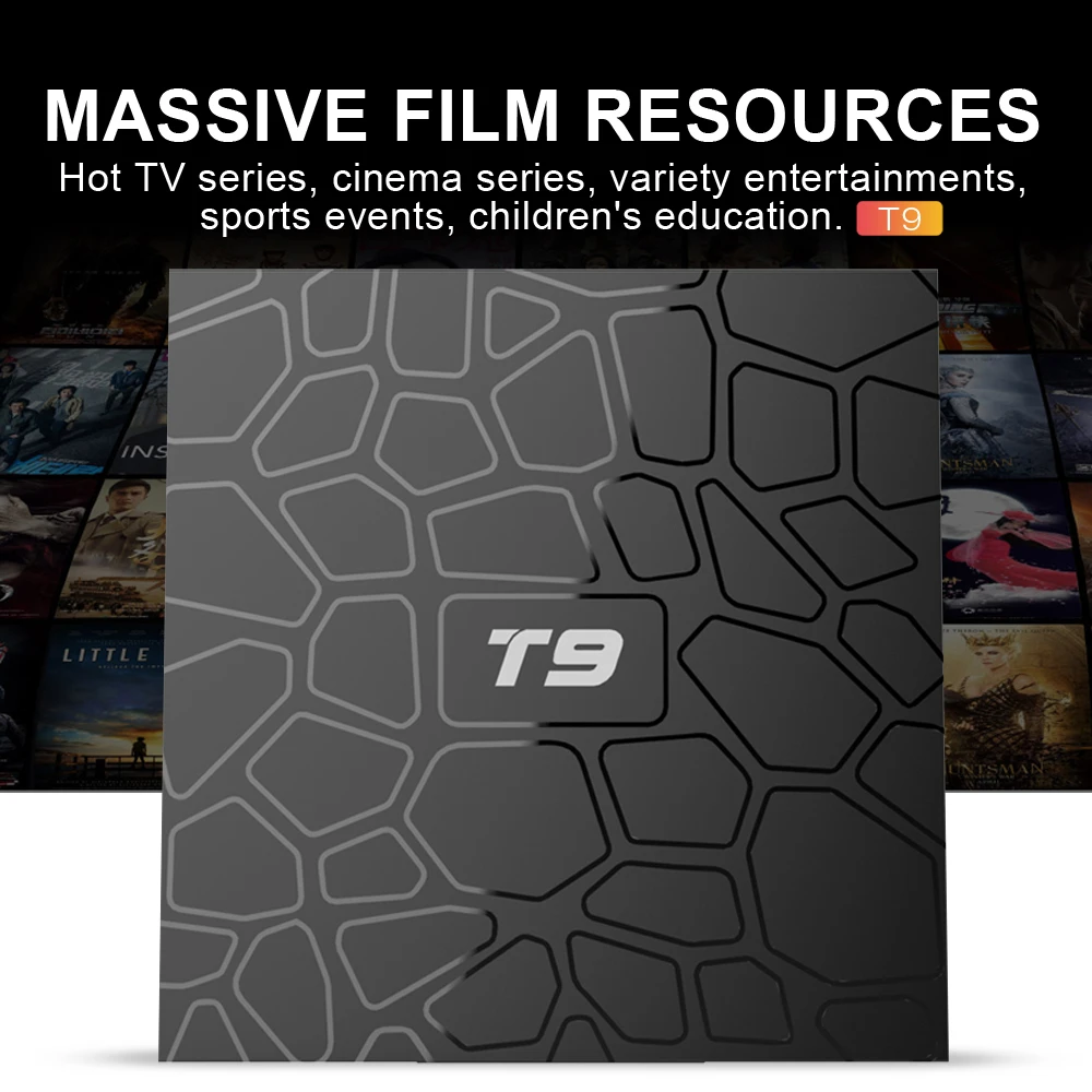 4 ГБ ОЗУ 64 Гб ПЗУ Android 9.0 ТВ приставка T9 RK3318 Четырехъядерный 4G/32G USB 3 0 Smart Ultra HD 4K