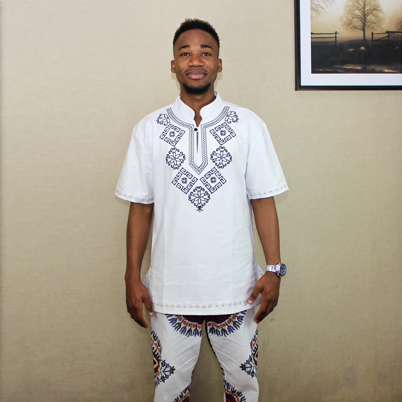 Рубашка Dashiki мужская с коротким рукавом повседневная сорочка в африканском стиле