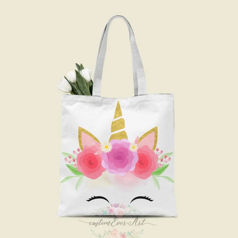 Сумка тоут с единорогом на заказ холщовые сумки шопперы для женщин учителя день