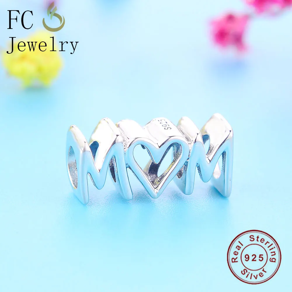 FC Jewelry Fit Original Brand Charm Bracelet 925 Sterling Silver Letter Alphabet Script Mom Bead Making Family Kids Berloque | Украшения и