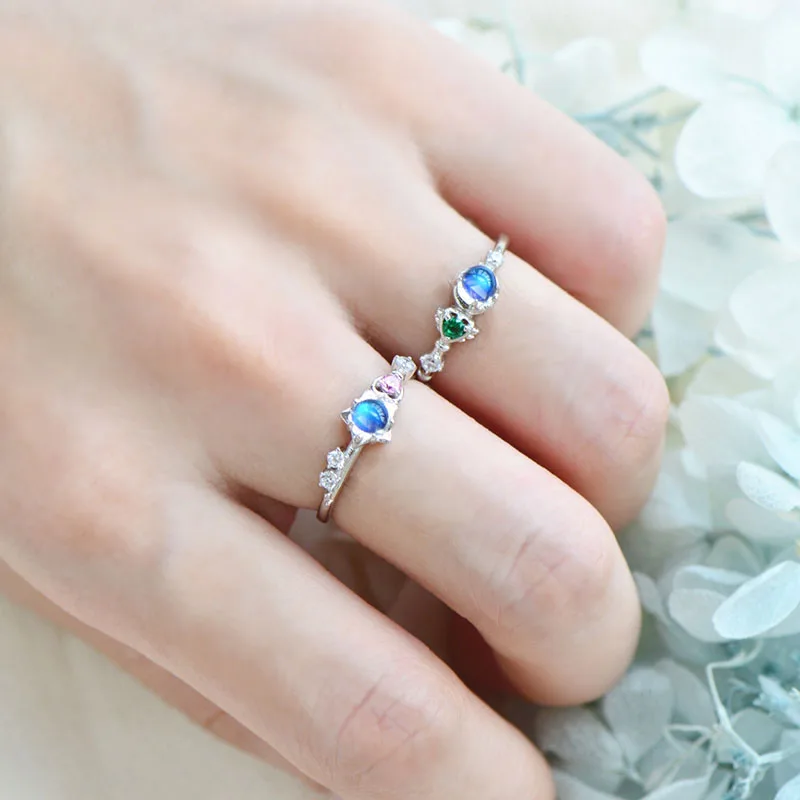 

Japanese Anime Sailor Adjustable 925 Sterling Silver Ring Fits US Size 4-8 Women Rings Jewelry Girl Gifts