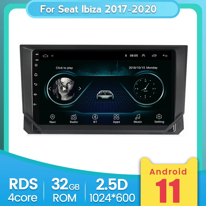 Автомагнитола для SEAT Ibiza 2017 2018 2019 2020 мультимедийный видеоплеер навигация GPS Android
