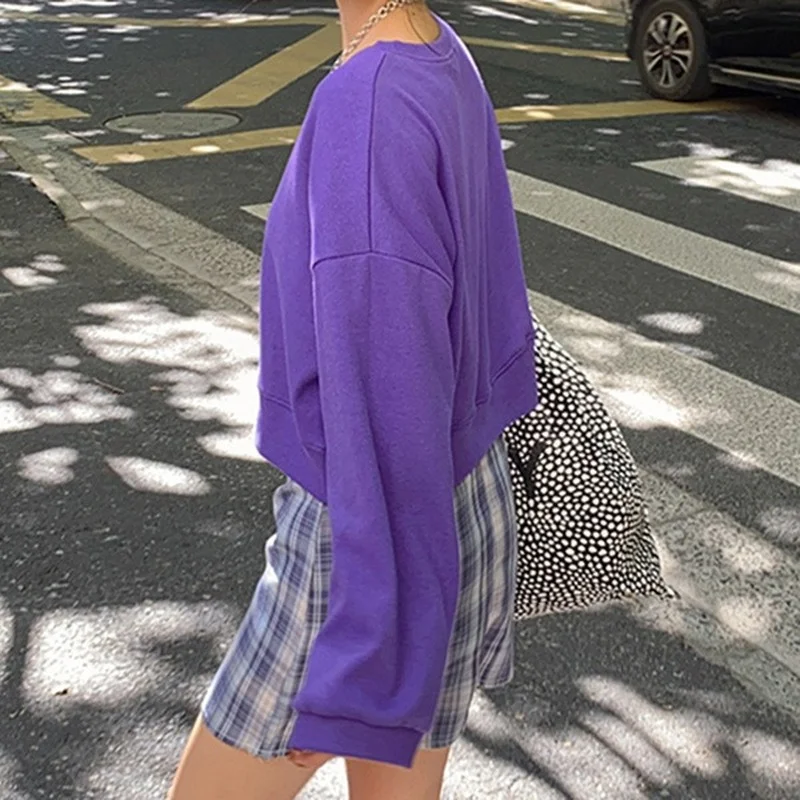 

New 2021 Spring Summer Women Sweatshirts Pullovers Oversized Fashionable Korean Pop Jumper Wild Short Tops