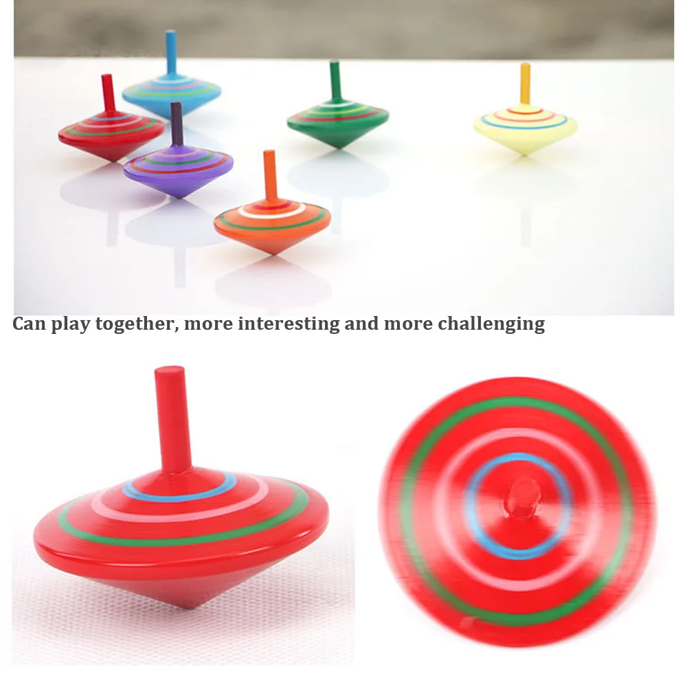 

Novelty Wooden Colorful Spinning Top Kids Wood Children's Party Toy