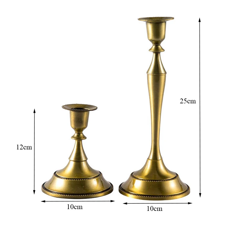 Бронзовый металлический подсвечник в винтажном стиле простой из сплава