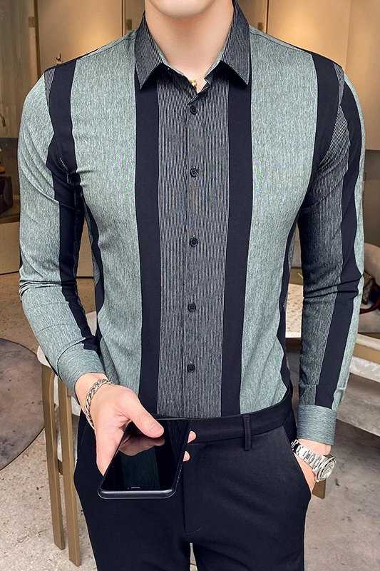 

High-quality Long-sleeved Striped Shirt Men 2021 New Fashion Simple Business Casual Slim Gentleman Breathable Non-wrinkle Shirt