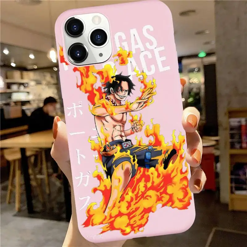 

One Piece Luffy Phone Case Pink Candy Color for iPhone 6 7 8 11 12 s mini pro X XS XR MAX Plus