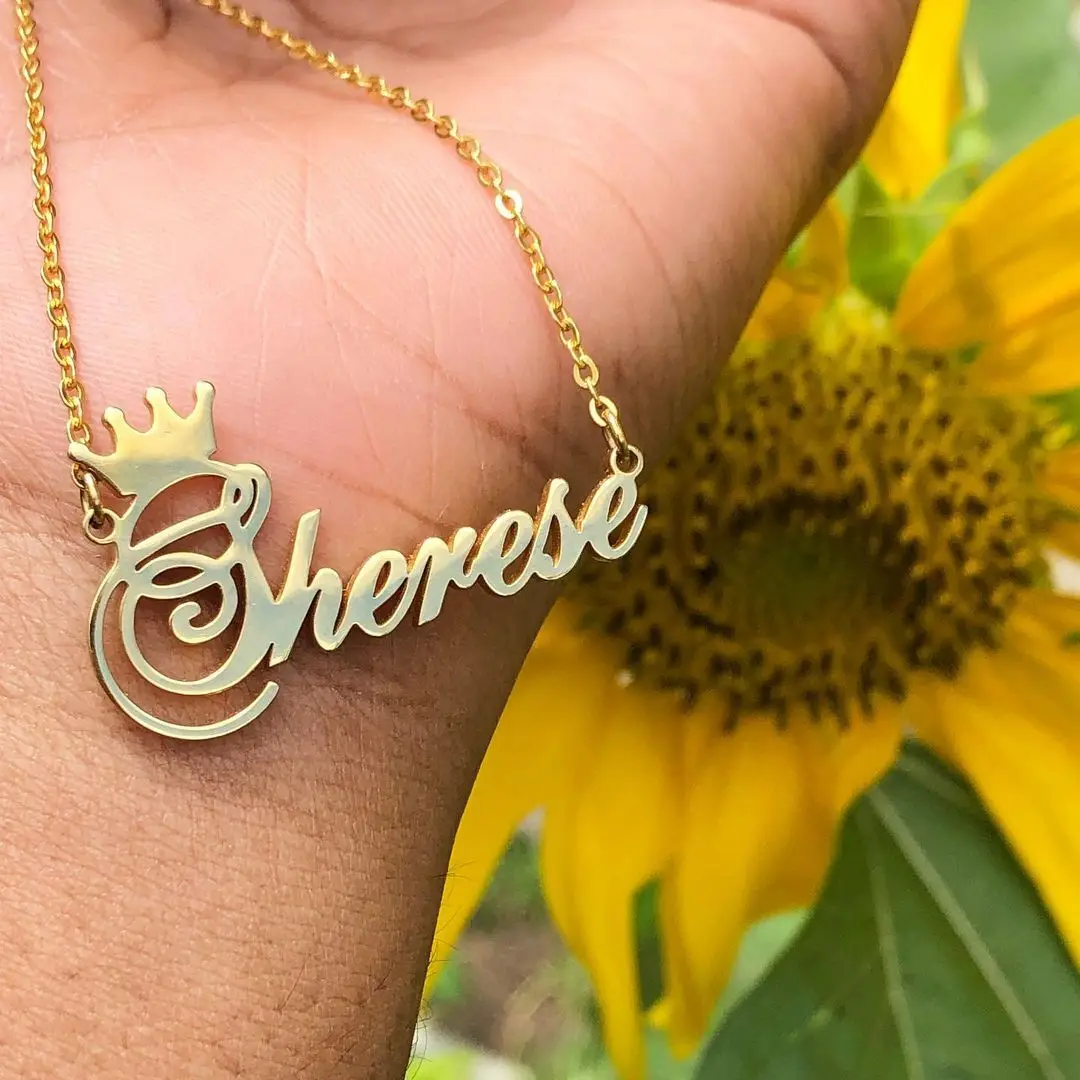 Custom Name Crown Necklaces For Women Personalized Stainless Steel Gold Nameplate Chain Custom Necklace Christmas Jewelry Gift custom heart ribbon nameplate necklace stainless steel gold chain personalized name choker necklaces for women boho jewelry gift