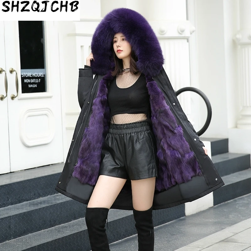 

JCHB 2021 Real Fur Coat Women Rabbit Fur Coat Women Clothes Warm Winter Coat Women Real Fur Parka Manteau Femme wshm068 YY1079
