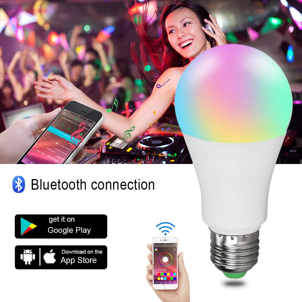 20 режимов затемнения E27 RGB светодиодный смарт-лампа Вт Bluetooth волшебная лампа RGBWW