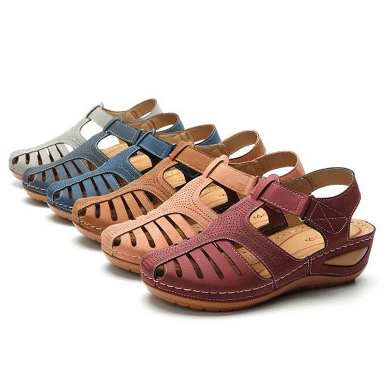 

Woman Summer Leather Vintage Sandals Buckle Casual Sewing Women Shoes Female Ladies Platform Retro Sandalias Plus 35-43