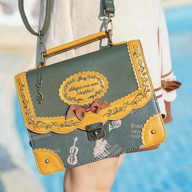 Японский рюкзак с вышивкой музыкальных нот винтажная форма JK в стиле Лолиты