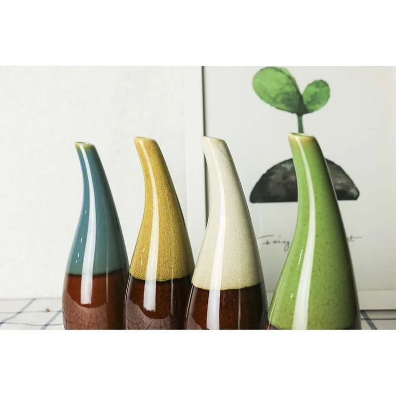 Разноцветная керамическая ваза с цветами нежные украшения для комнаты цветочный