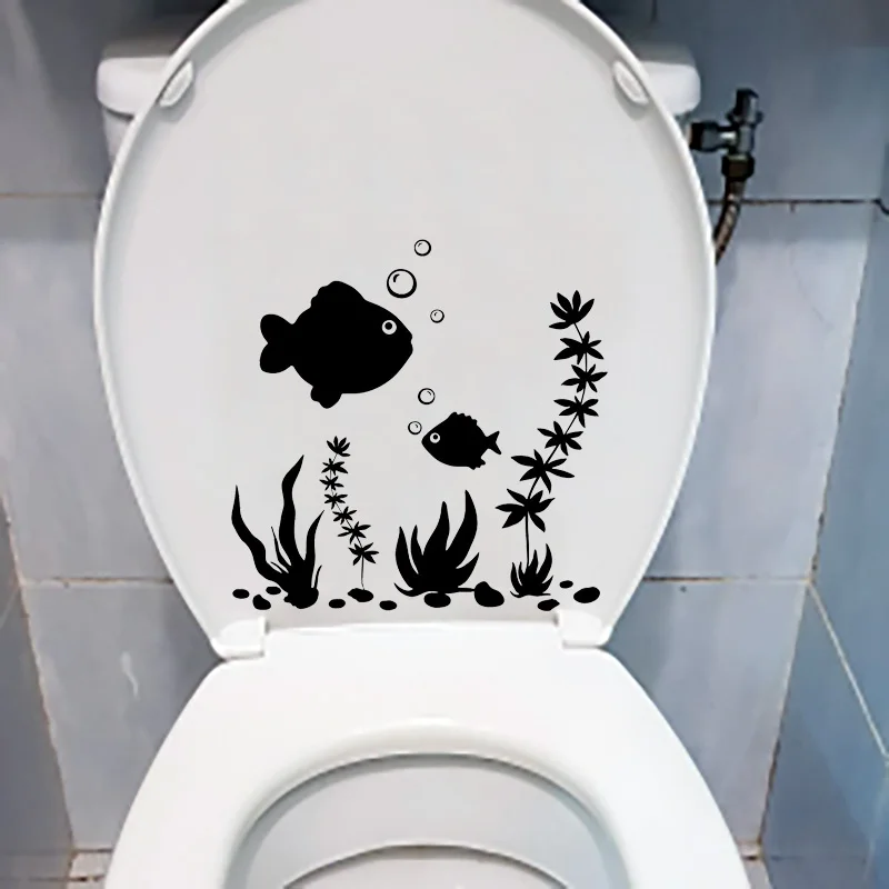 Модные виниловые наклейки на стену в виде рыбок и аквариума для туалета домашний