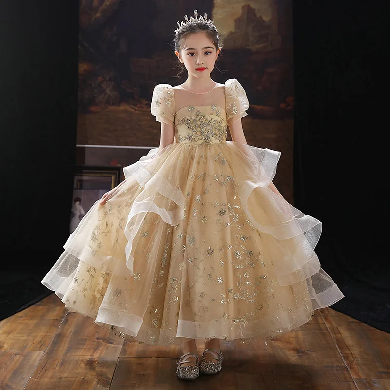 

2021 Kids Dress for Girls Wedding Girl Dress Princess Party Pageant Formal Gown For Teen Children Dress Piano costume