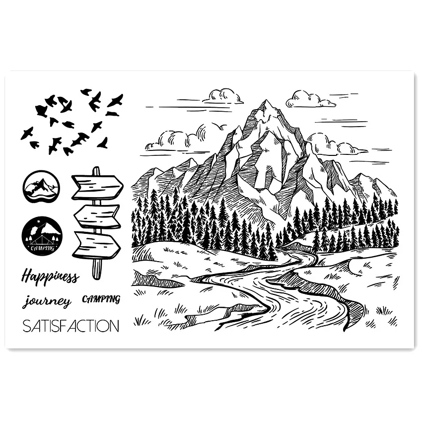 11*16 см горы реки прозрачные штампы/силиконовые уплотнения Ролик Штамп для DIY