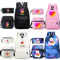 likee app video print backpack 3pcsset students likee pattern schoolbag kids boys girls cartoon cat rucksack teens travel bag