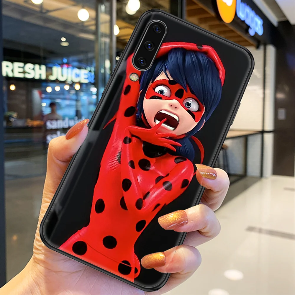 

Cat Cartoon Ladybugs Girl Phone case For Samsung Galaxy A 3 5 7 8 10 20 21 30 40 50 51 70 71 E S 2016 2018 4G black 3D