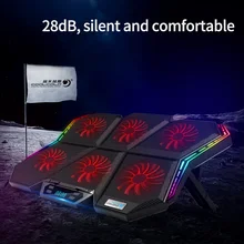 Gaming RGB laptop cooler 12-17 inch Led Screen Laptop cooling pad Notebook cooler stand with Six Fan and 2 USB Ports