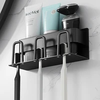 toothbrush holder wall mounted razor stand toothpaste storage rack with cup holder organizer shelf bathroom accessories
