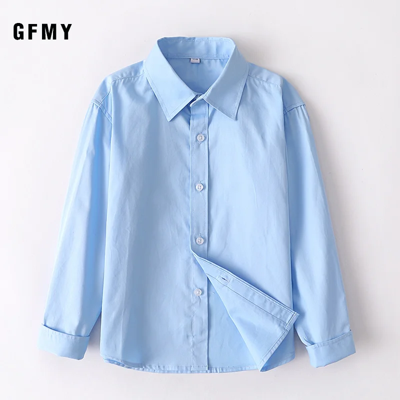 

Hot Sale Children Boys Shirts Autumn 2021 Fashion Solid color Kids baby Shirts children Clothing Shirt white Long sleeve 3-12Yrs