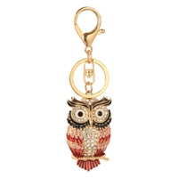 colorful cool crystal owl keychain full rhinestone key holders women bag charm car accessories key chain metal key ring gift