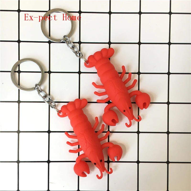 Llaveros de silicona con forma de langosta roja, novedad, regalos, Env&iacute;o Gratis por DHL, 500 unids/lote-3